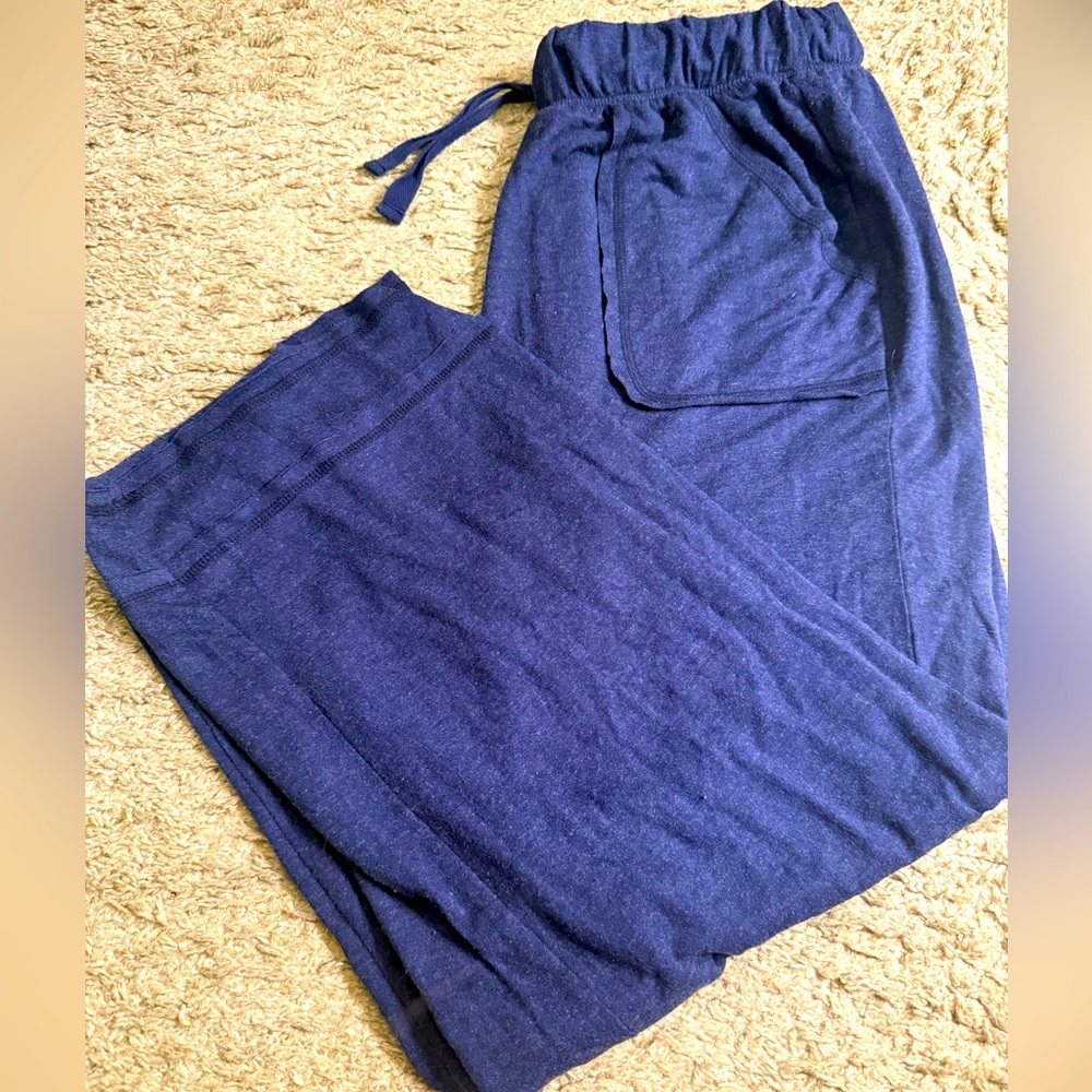 Cacique Navy Blue Drawstring French Terry Lounge Sleep Pajama Pants - size 14/16